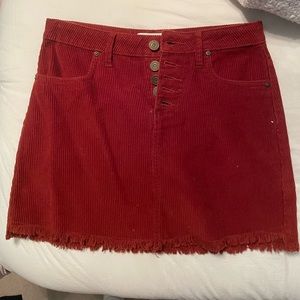 Red Corduroy Skirt